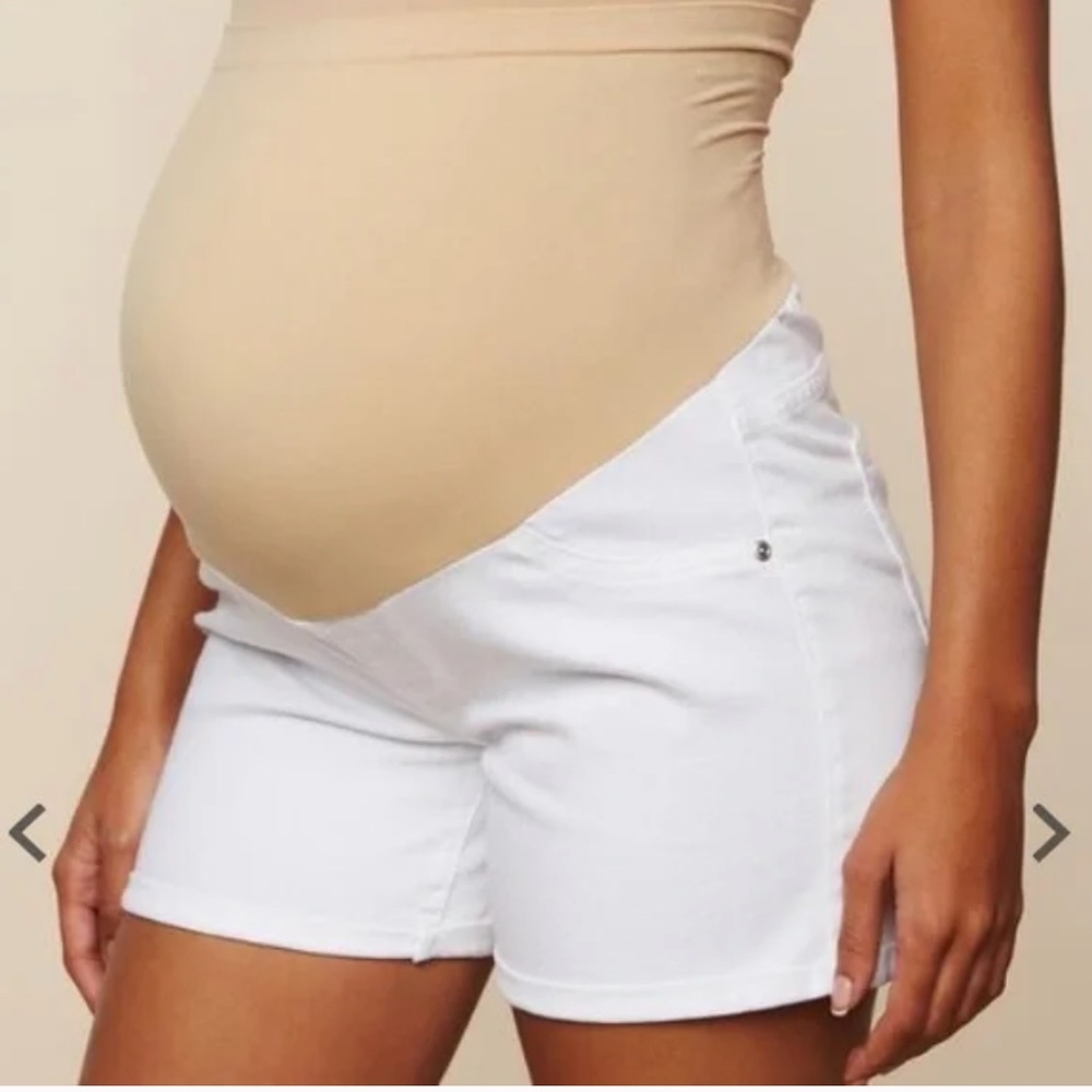 Maternity White Denim Shorts